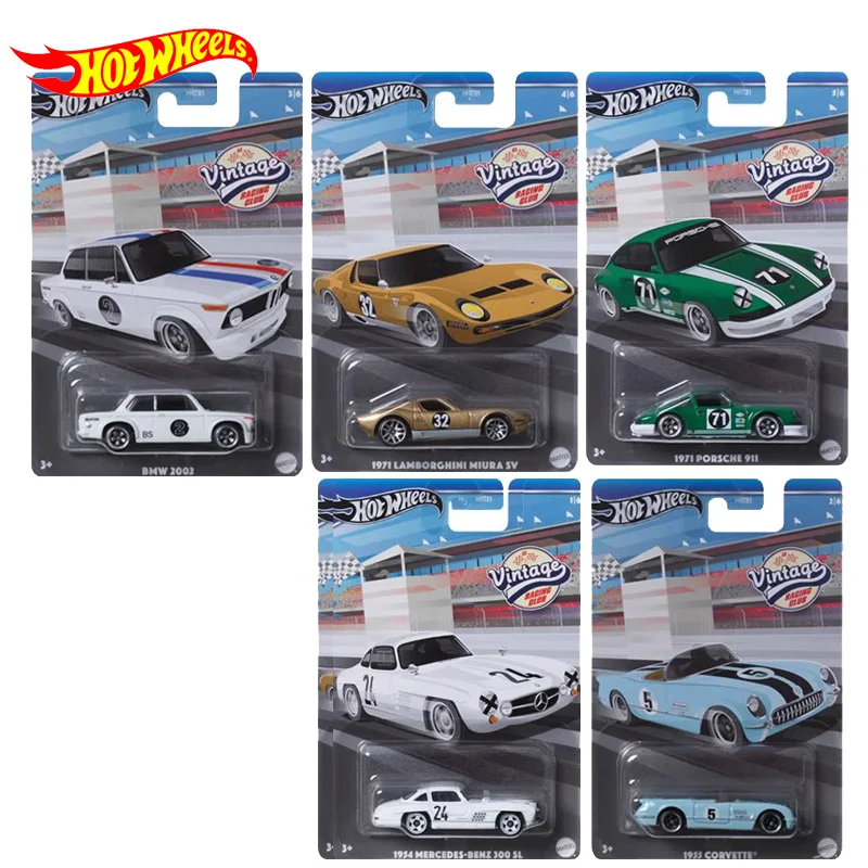 Original Hot Wheels Vintage Racing Club Series Car Models Benz BMW Corvette Camaro Porsche 911 Toys for Boys 1/64 Metal Vehicle