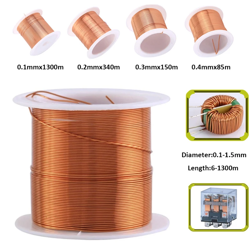 1300M-6M drut miedziany lakierowany 0,1 mm -1,5 mm kabel drut miedziany drut magnetyczny emaliowany drut miedziany drut uzwojeniowy cewka drut miedziany