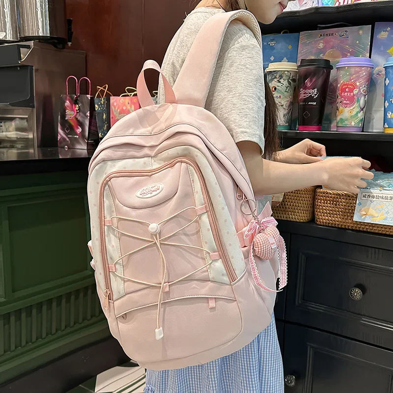 Bag Female Cross Rope Japanese Iins High Value Sweet Junior High School Student Schoolbag Love Casual Backpack Backpacks