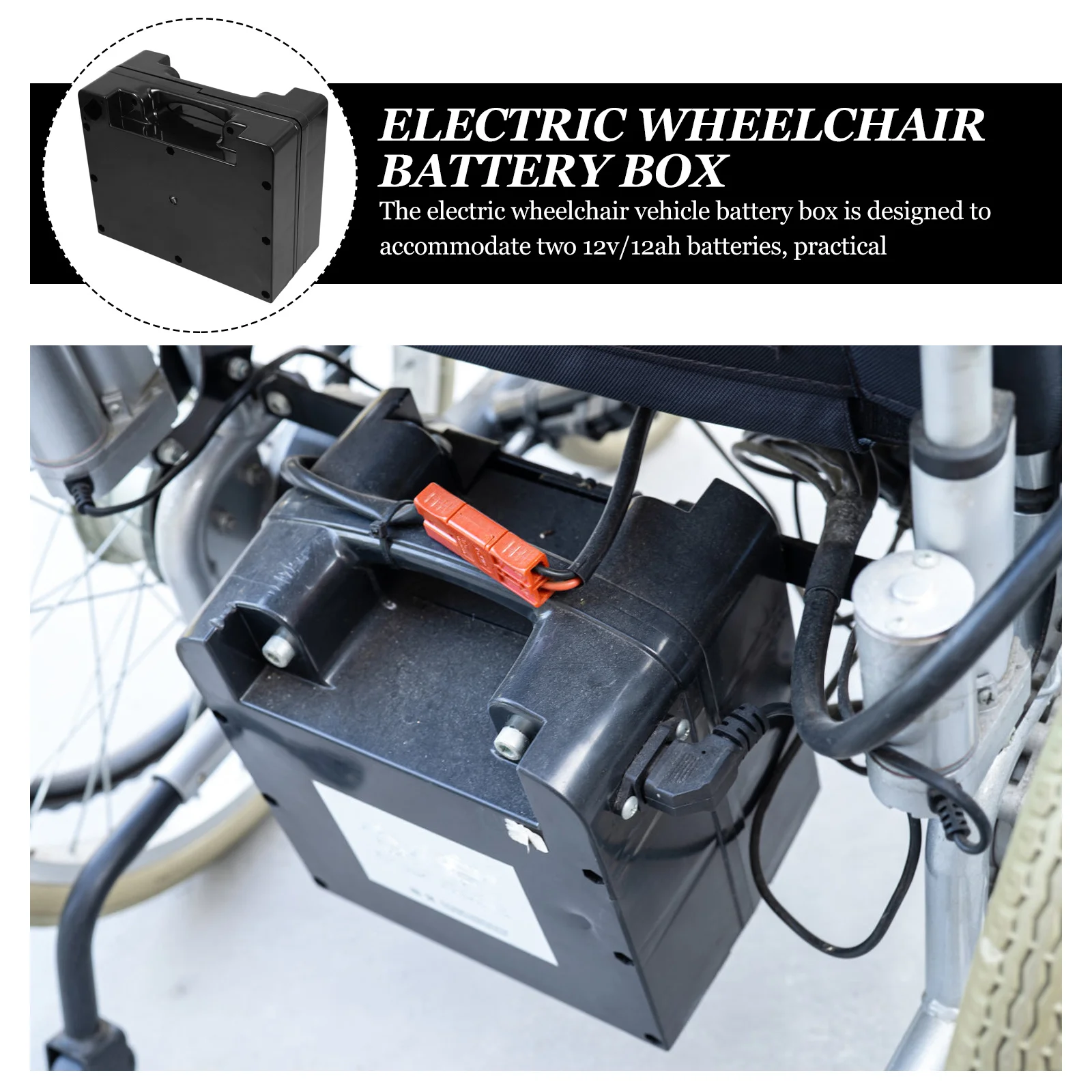 

Power Wheelchair Box Compatible with Dual 12V 12Ah Batteries ABS Plastic Container Secure Long-Lasting Electric