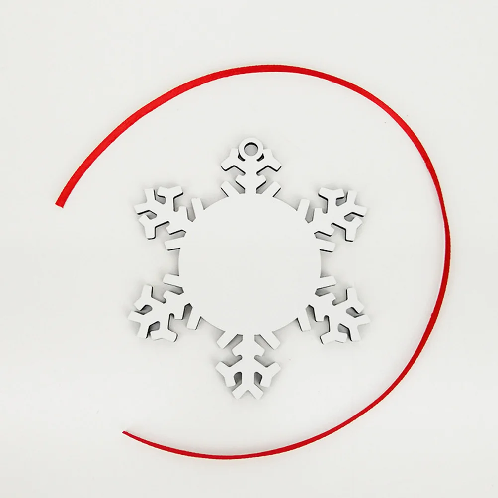 

10Pcs Christmas Tree Decoration Snowflake Pendant Wooden Double-Sided Heat Transfer Printing Hanging Ornament Festive Home Party