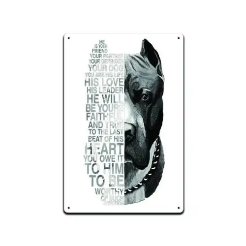 Pit Bull  Tin Metal Sign Wall Window Sunflower Pittie Heart Love Pet Paw-Aluminum