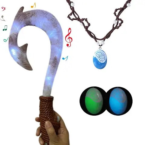 Moana Plastics Fish Hook Maui Cosplay Prop with Light Cartoon Children's Role Playing Prop Christmas Birthday Gift Kid Toys