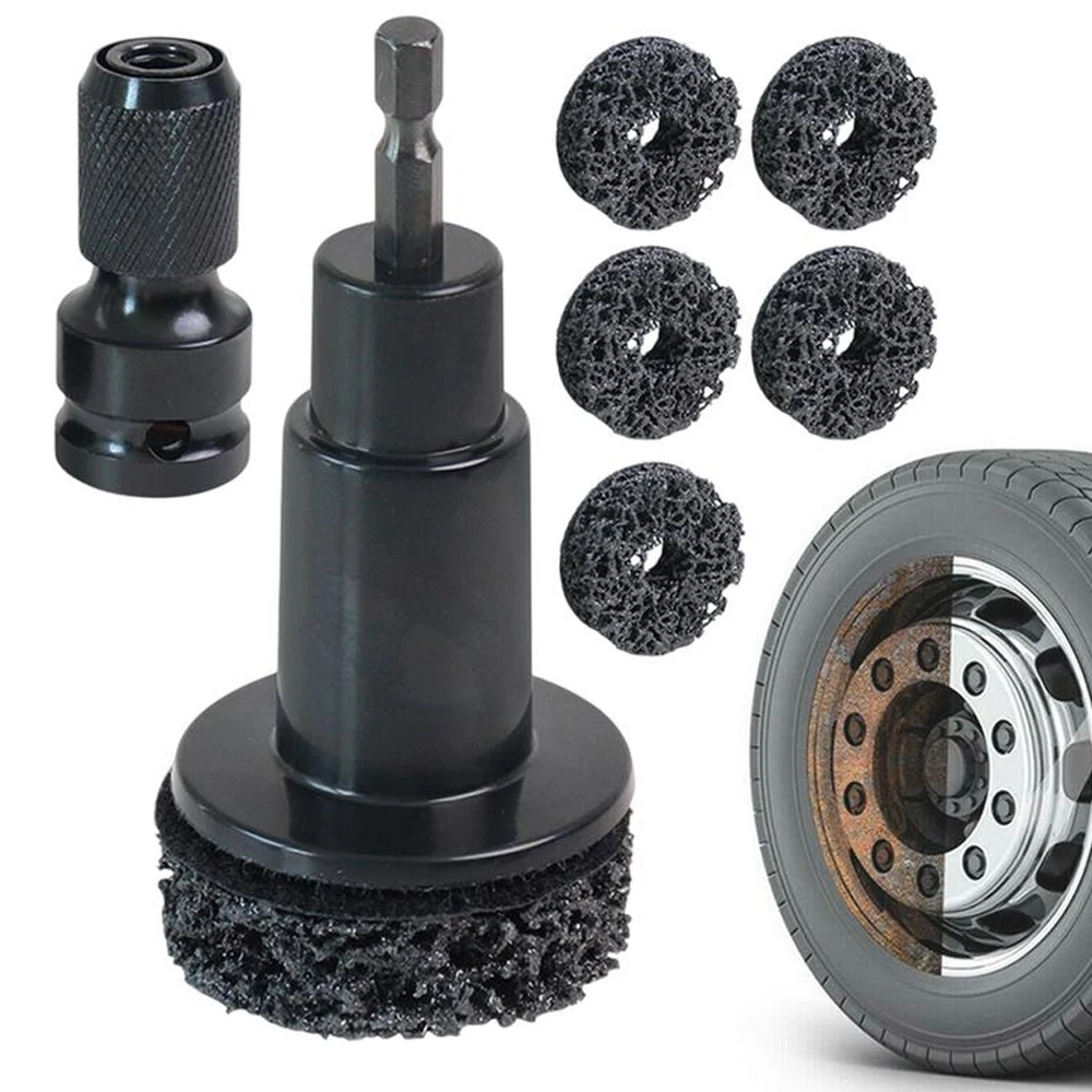 Car Wheel Hub Brush Car Wheel Hub Grinder Rust Grinding Removal Tool Brake Grinding Cleaner Kit Rust Remover Polishing Tool