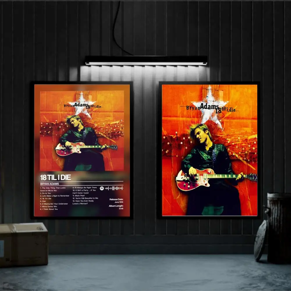 

18 Til I Die Bryan Adams Poster Prints Canvas Painting Wall Art Picture Living Room Home Decor Tracklist Music Album Cover