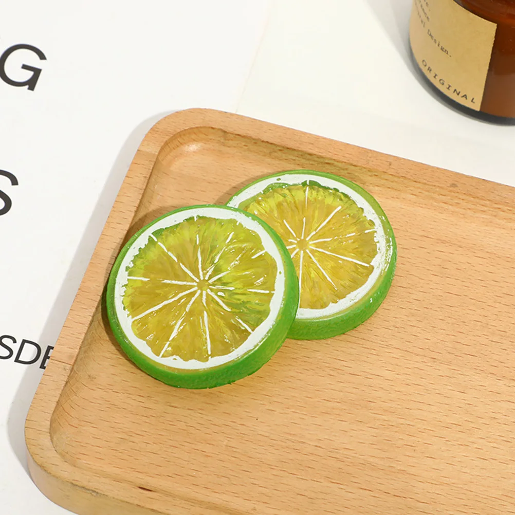 

20pcs Artificial Lemon Slices Plastic Fruit Decorations for Photography Props Home Office Green Medium Simulation
