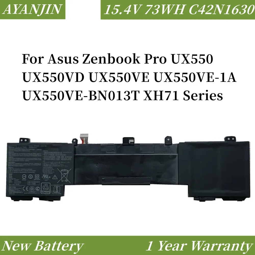 

15,4 V 73WH C42N1630 Аккумулятор для ноутбука Asus Zenbook Pro UX550 UX550VD UX550VE UX550VE-1A XH71 Series C42PHCH