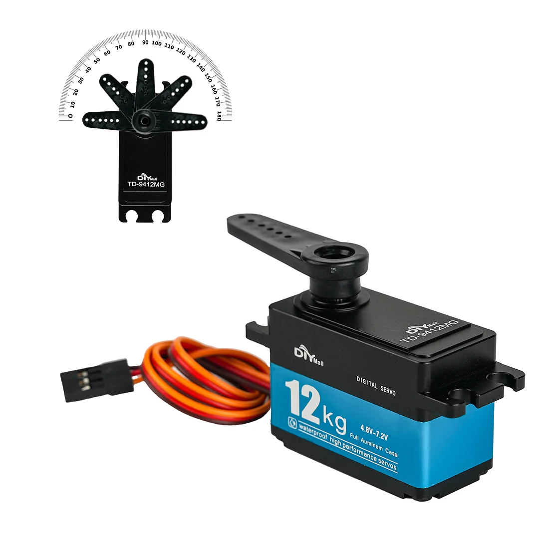 Servo numérique TD-9412MG 12KG, couple élevé, moteur à balais de carbone entièrement en métal, modèle court 180/270/360 degrés pour Robot de voiture RC 1:10 1:8