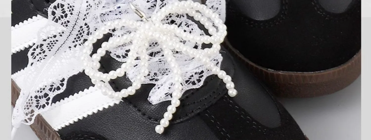 Elegante Schnürsenkel aus Spitze für Damen-Freizeitschuhe, 2,9 cm breite, flache Schnürsenkel für Sneaker, schwarz-weiße Schuhbänder, Accessoires. – Detail 2