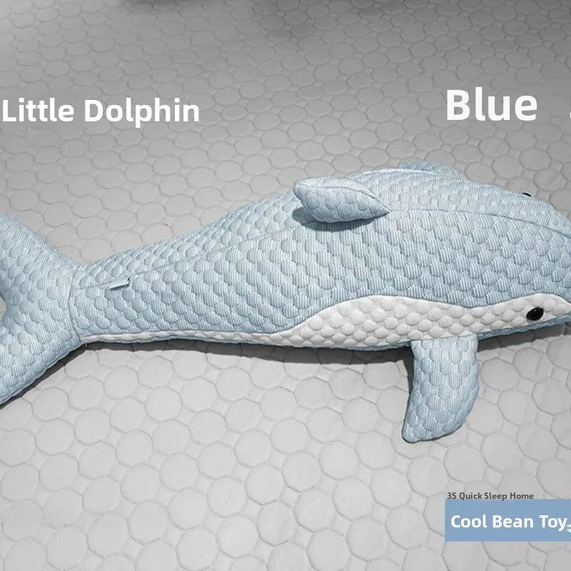 Dolphin Shaped Cooling Silk Pillow Children's Toy Doll Sleeping Pillow Ice Sensation Bean Bag Soft PP Cotton Long Strip Shape