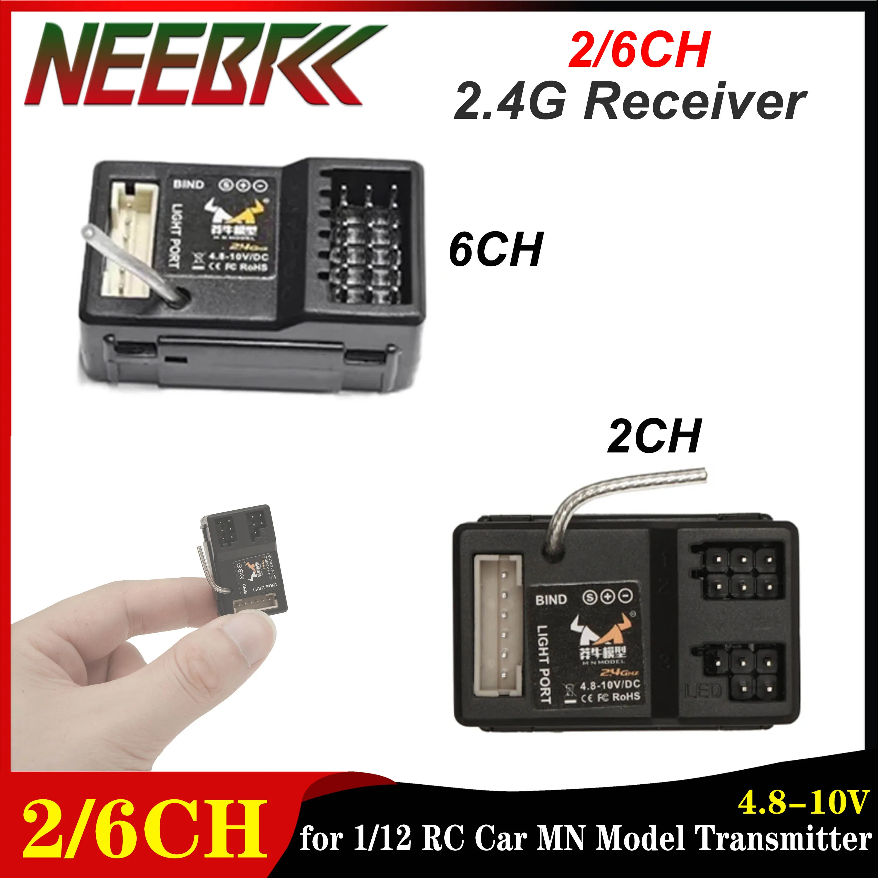 

2CH 6CH 2.4G Receiver Linkage LED Light Group 4.8-10V for 1/12 RC Crawler Car MN82 MN86 MN78 MN99 MN128 MN168 MN111 MN90 MN WPL