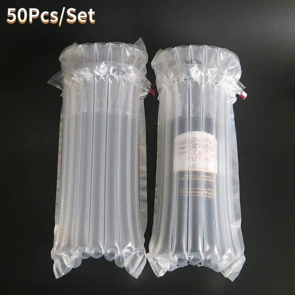 50Pcs/Set Wine Bottle Protector Bubble Bags,Air Column Buffer Bubble Bag Roll Film Protection Inflatable Packaging Bag