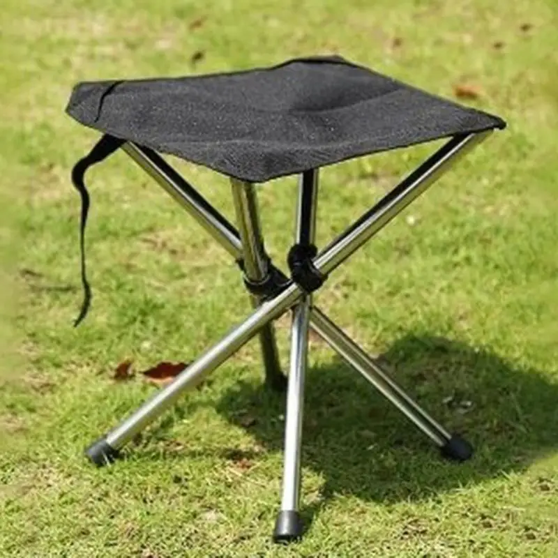 Camping Stools For Adults Stainless Steel Foldable Foot Stool High Load Bearing Portable Fishing Foot Stool Beach Foot Stool