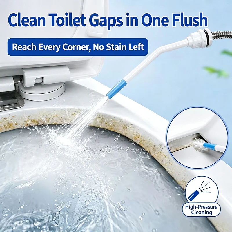 High Pressure Cleaning Nozzle, Elongated Curved Shower Sprayer For Toilet Gap Floor Drain Deep Stain Washing,1/2'' Interface