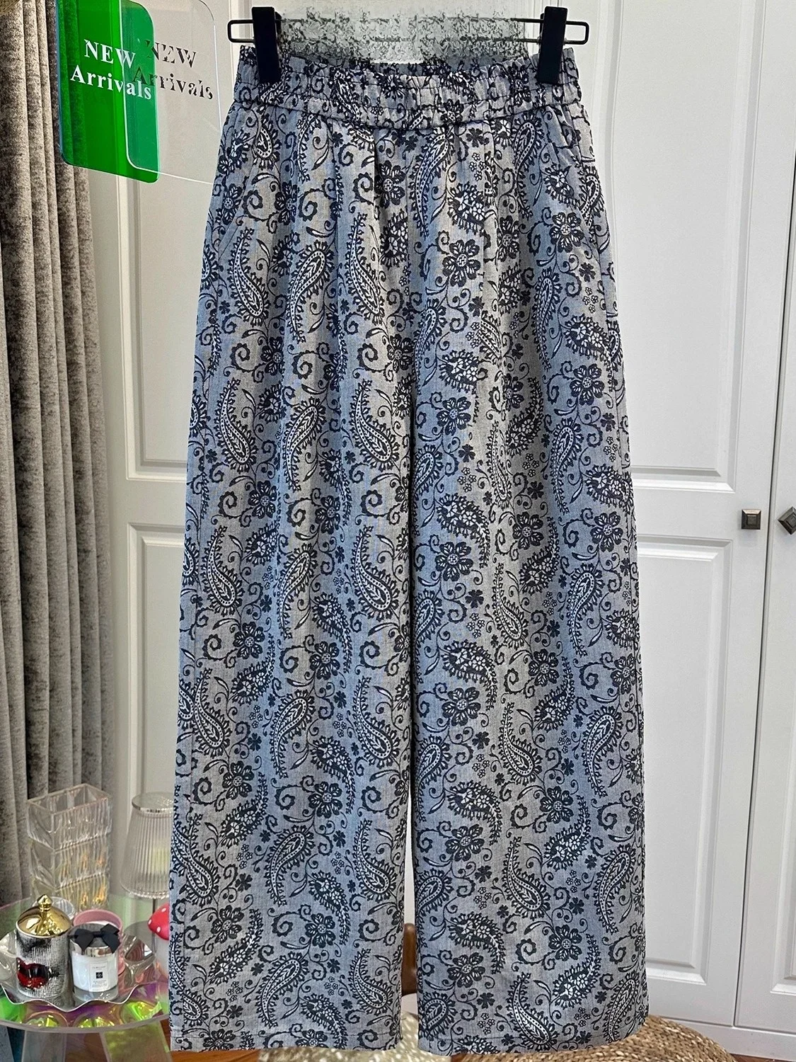 

High-End plus Size Casual Pants for Men And Women Summer Loose Breathable Wide Leg Pants with Walnut Flower Design