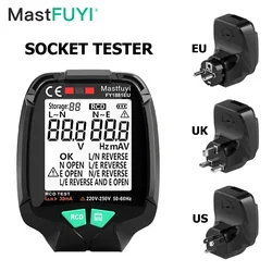 MASTFUYI FY1881 US/UK/EU Plug Socket Tester Voltage Test Digital Outlet Socket Detect Ground Zero Line Plug Polarity Phase Check