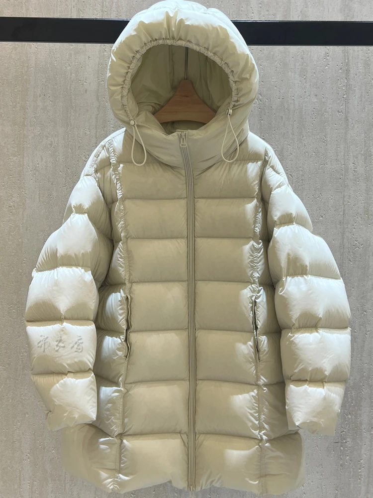 

Женская пуховая куртка с капюшоном Jaet Dstring Thiened, свободная, большого размера 90, белая, средней длины, зимняя новая модная верхняя одежда