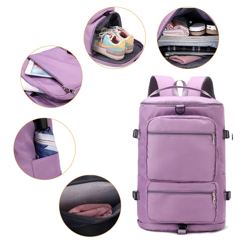 Grande capacidade feminina saco de viagem casual fim-de-semana mochila de viagem senhoras esportes yoga sacos de bagagem multifuncional crossbody