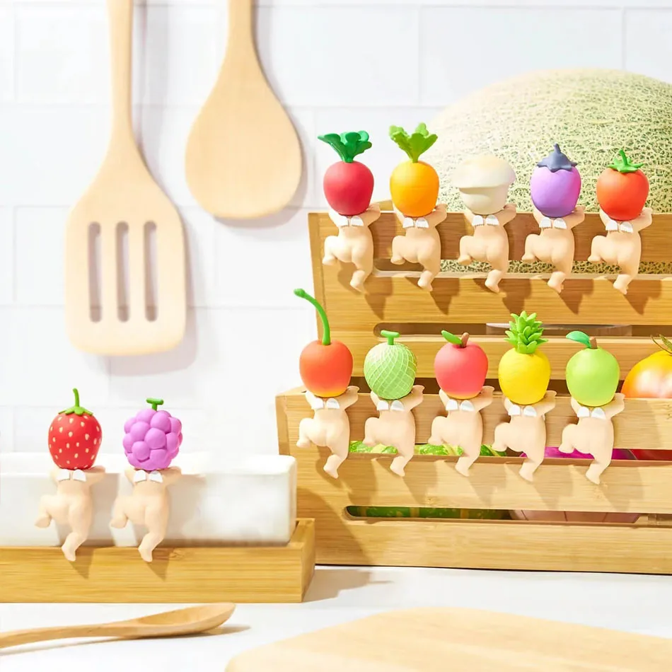 Ensolarado anjos hippers mini figuras colheita frutas caixa cega mistérios kawaii ornamento bonecas decoração do telefone brinquedos presentes de natal