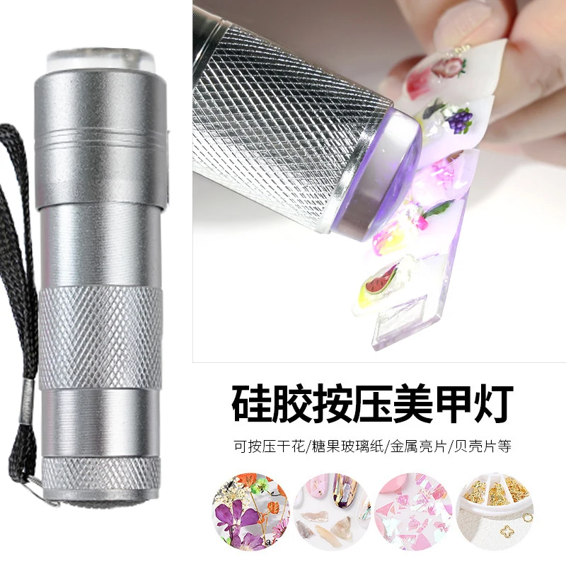 Handheld Nail Art Uv Press Light Uv Lamp With Jelly Silicone Stamper Head Quick Dry Nail Art Stamp Polish Print Manicure Dryer