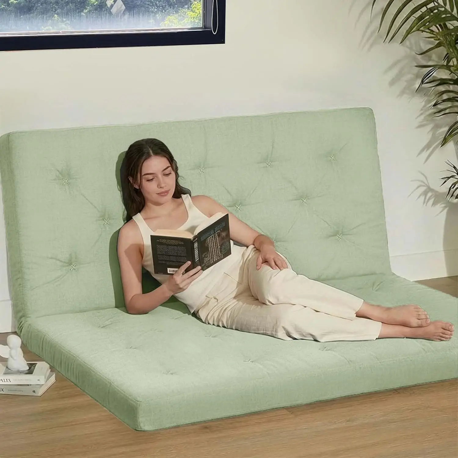 

Japanese Floor Futon Mattress Full Size 75"x54", 100% Cotton Cover 2.5" Thicken Tatami Mat, Foldable Sleeping Pad for Adults