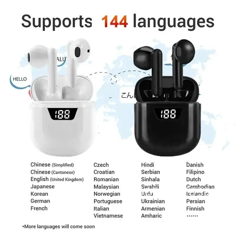 Écouteur sans fil Bluetooth Unvétérans wn 5, oreillette de traduction vocale, 144 langues, en temps réel, pour voyage intelligent, sauna, téléphone