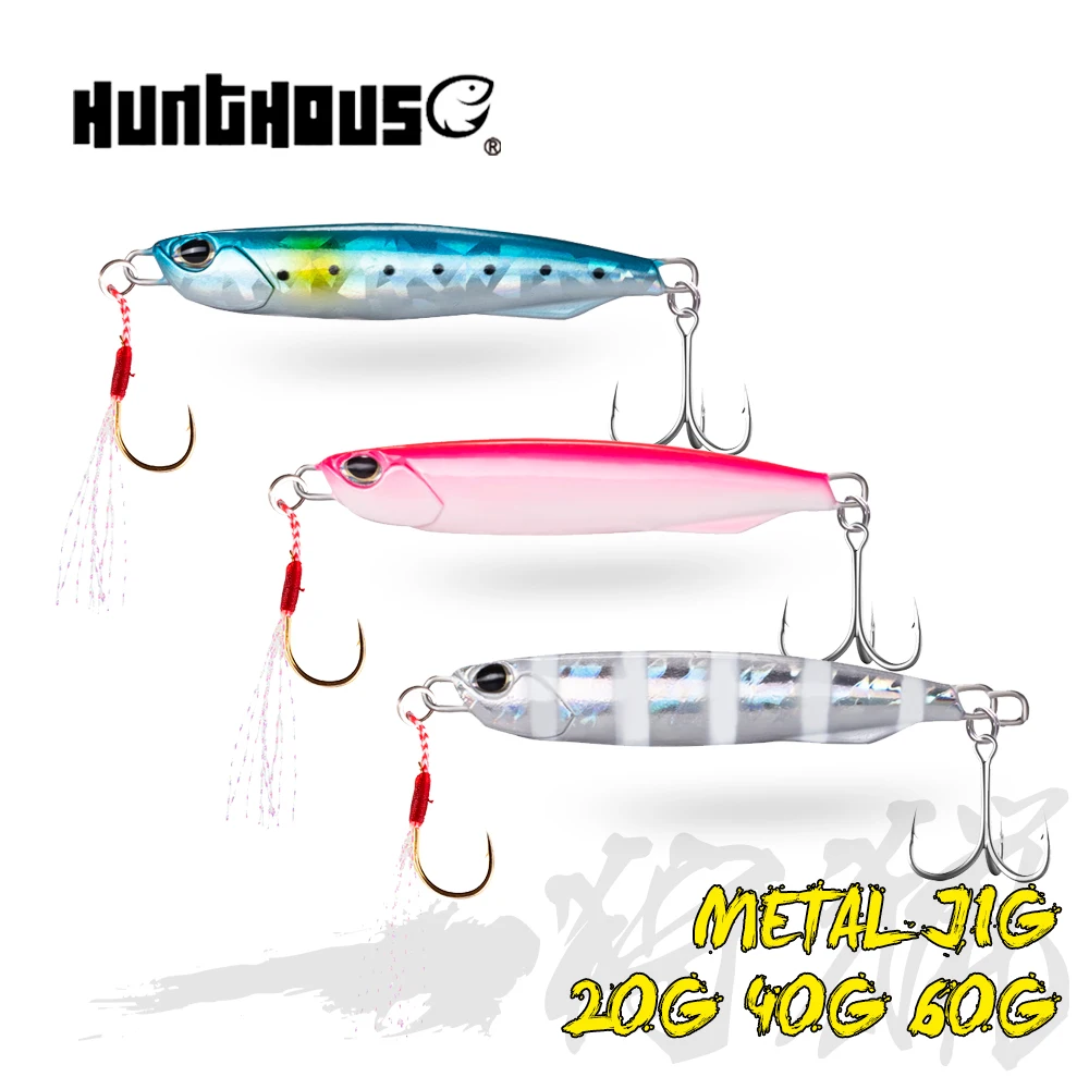 

Hunthouse 5PCS Metal Jig Fishing Lure Sinking Casting Hard Bait 20g 60g Shore Slow Jigging Spoon Tetra Jig Saltwater Fish Tackle