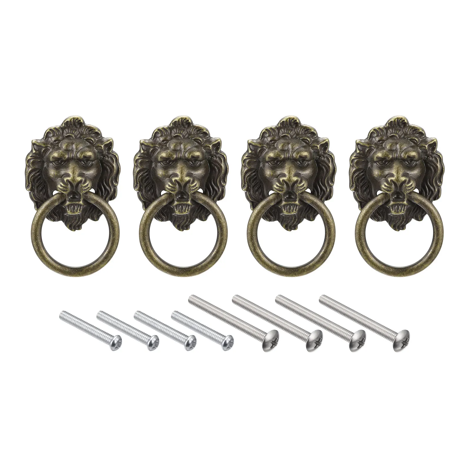 

4Pcs Lion Drawer Pull Lion Head Pulls Knob Bronze Ring Drawer Pulls with Screws for Dresser Wardrobe Kitchen Cupboard