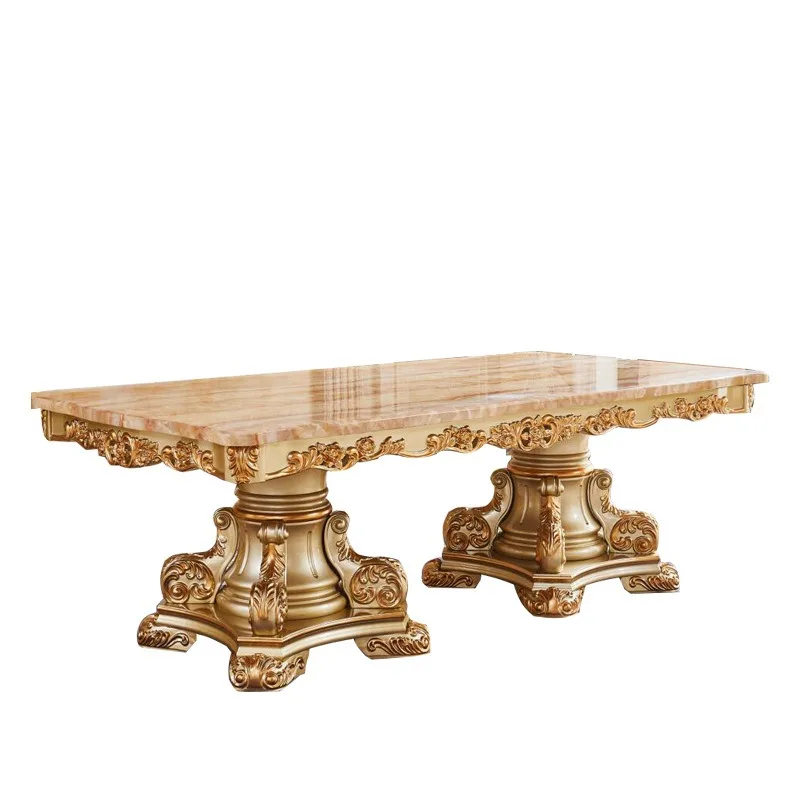 European marble solid wood dining table and chair combination, long table luxury super long western dining table