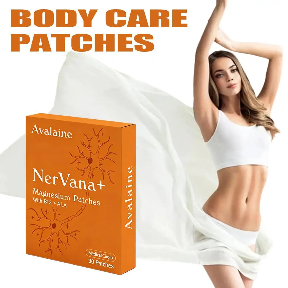 30pcs Magnesium Patches with Vitamin B12 & Alpha Lipoic Acid – Natural Nerve Relief & Muscle Relaxation for Sensitive Skin