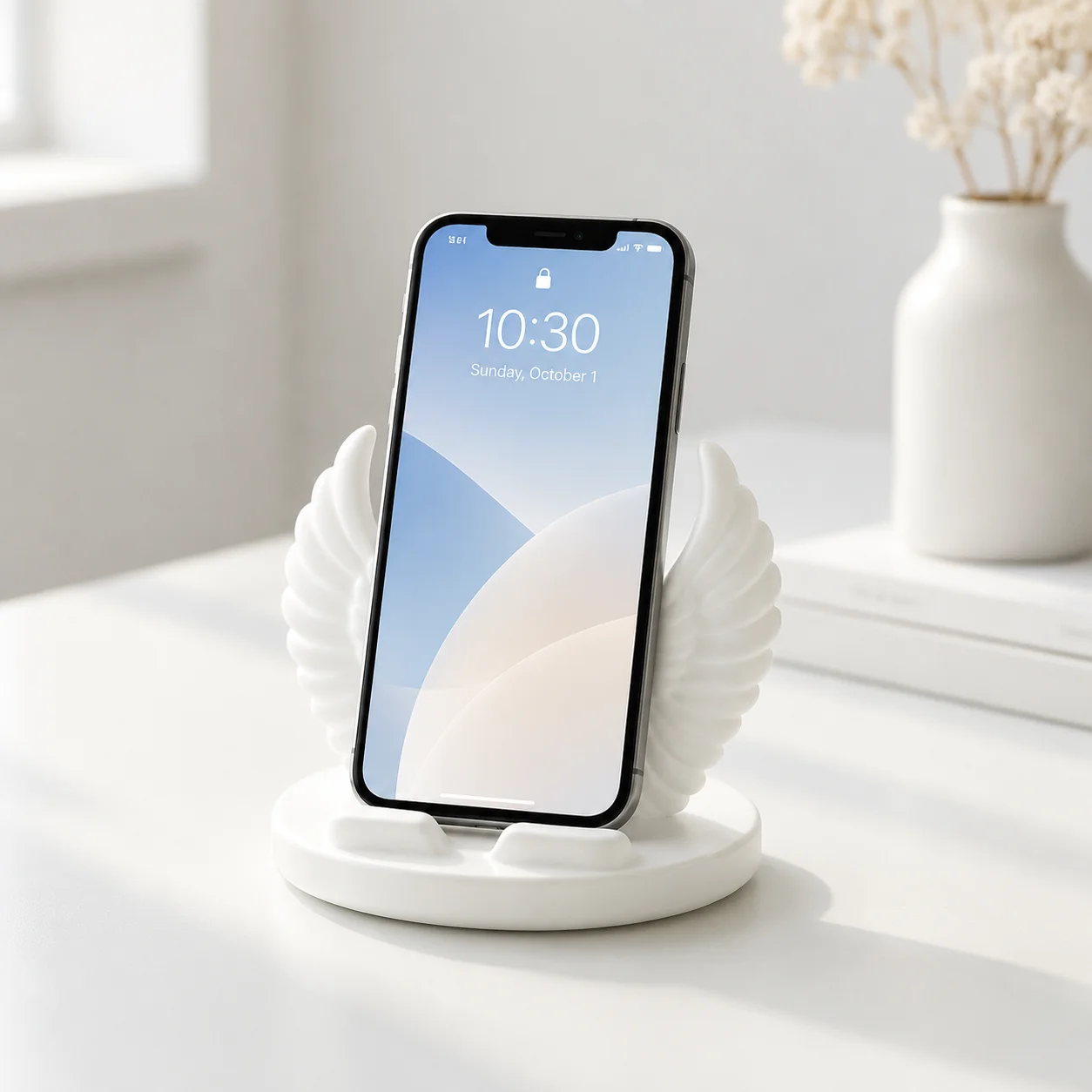 Angel Wing Phone Stand for Desk Cute Desktop Cell Phone Holder Universal Smartphone Holder Aesthetic Office Desk Decor
