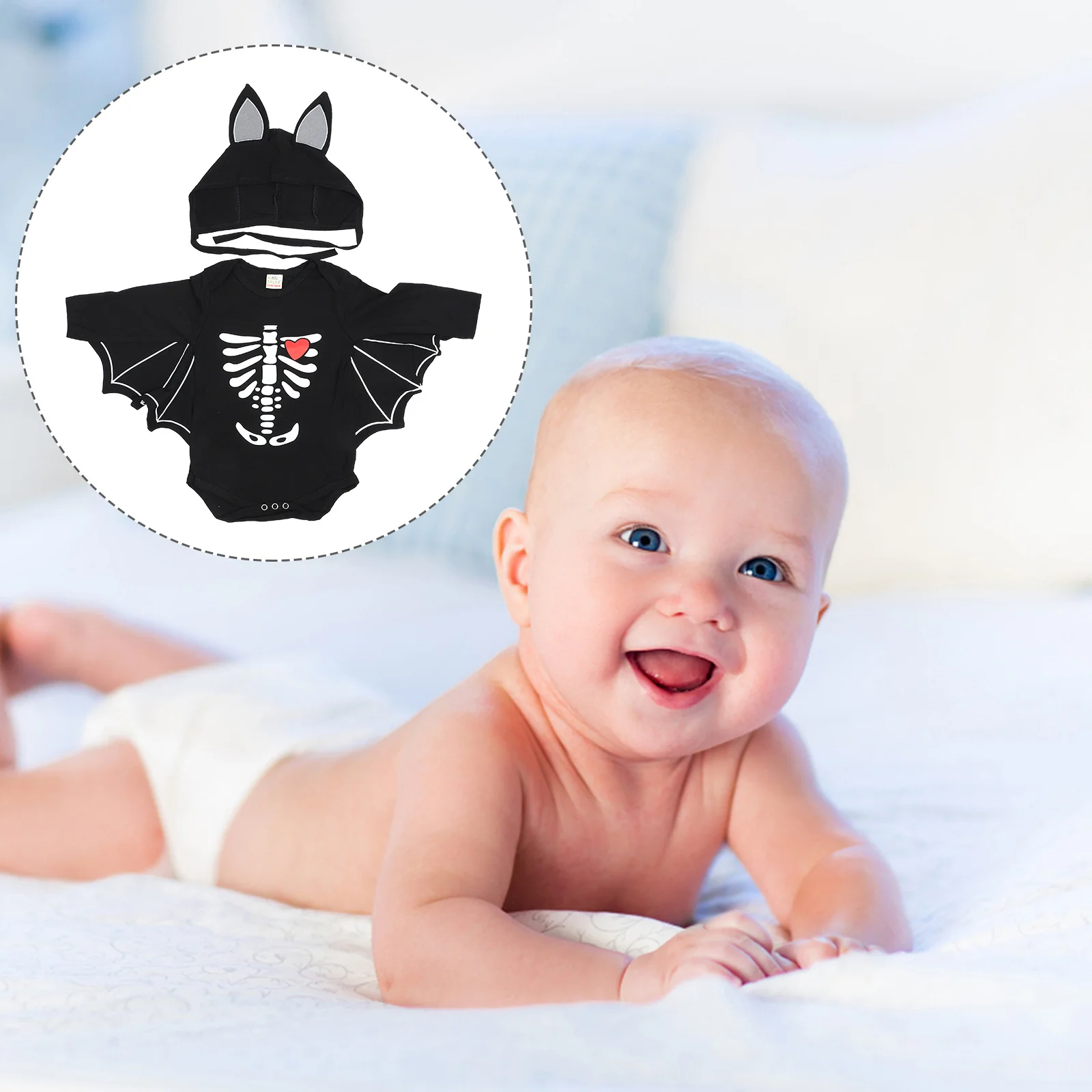 

1 pc Sleeve Baby Jumpsuit Halloween Print Cotton Romper Snap Front For Play Walking Sleeping Toddler Halloween Clothes