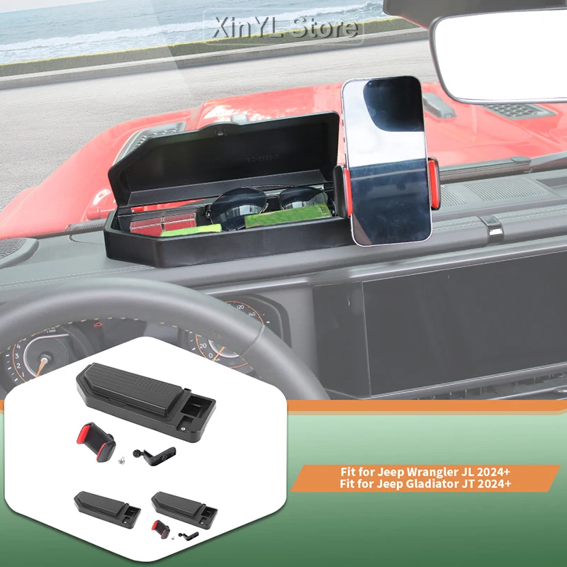 

Car Center Console Phone Holder Storage Box Bracket Stand For Jeep Wrangler JL JT Gladiator 2024 Up Car Interior Accessories