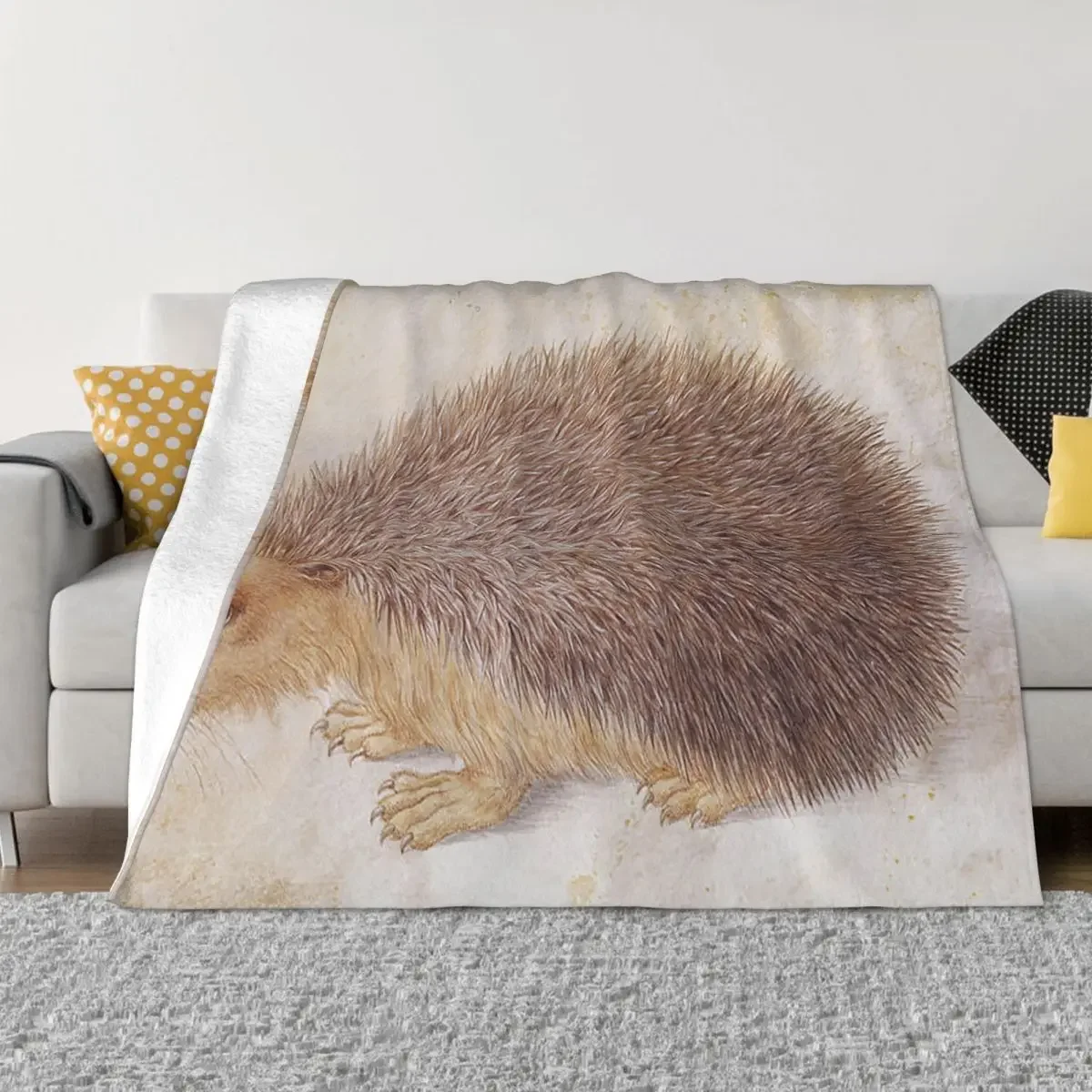 

Cute Hedgehog Plaid Blanket Sofa Cover Flannel Printed Art Gift Adults/Kids Animal Super Soft Throw Blanket for Home Car Quilt