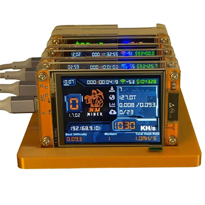 Ingenious-4X 1030KH/S Bitcoin For Home Compatible Nmminer Nerdminer+ 4 Slots Stand Upgraded Harshrate 2.8