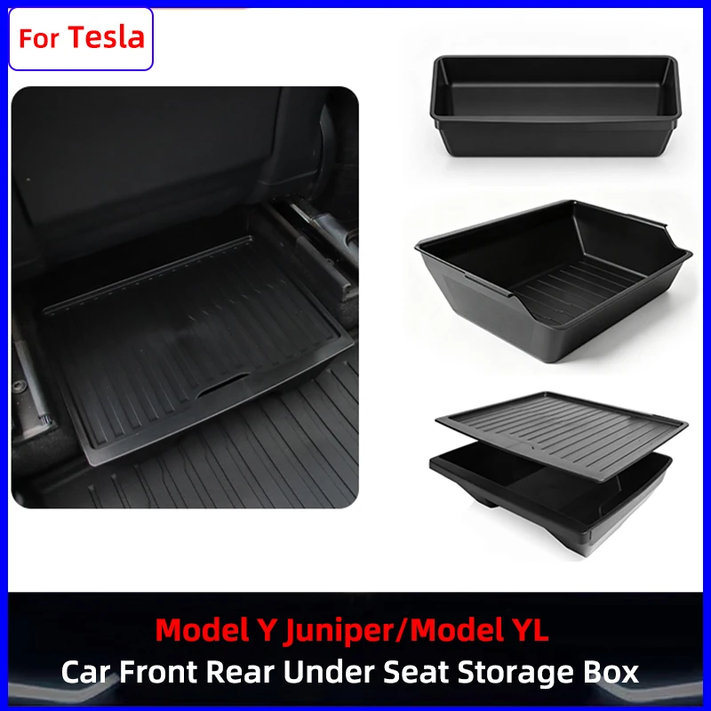 Model Y Juniper Launch 2025 2026 Under Seat Storage Box for Tesla Model YL Car Front Rear Seats Under Tray Organizer Accessories