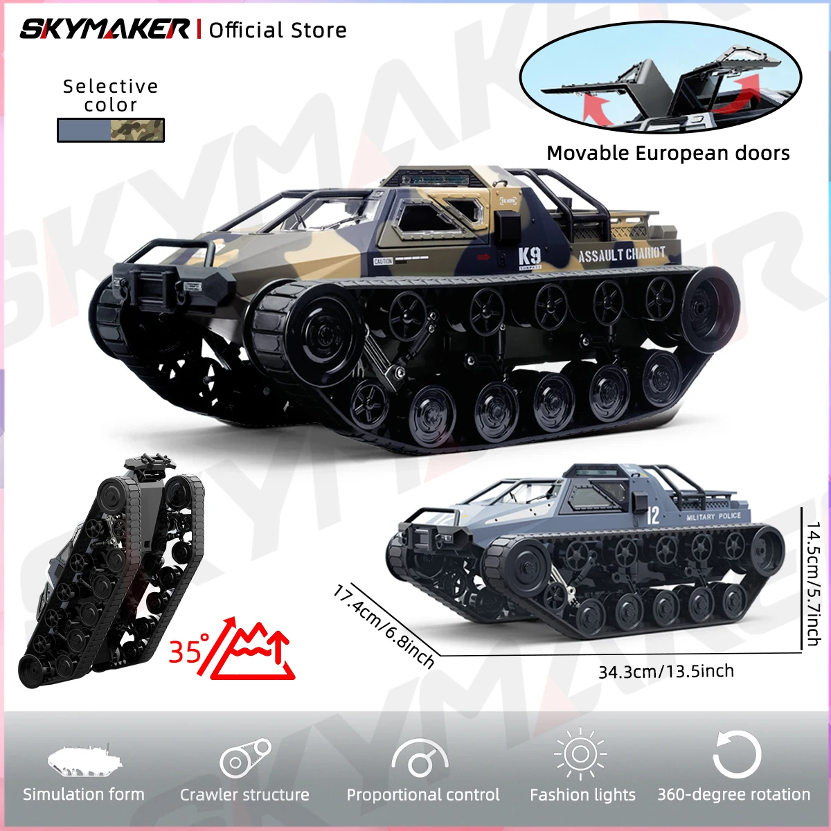 JJRC C8812 Max Tracked Tank Model Remote Control Off-Road Vehicle 360 Degree Rotation Drift  RC Car 2.4G Full Scale for Kids