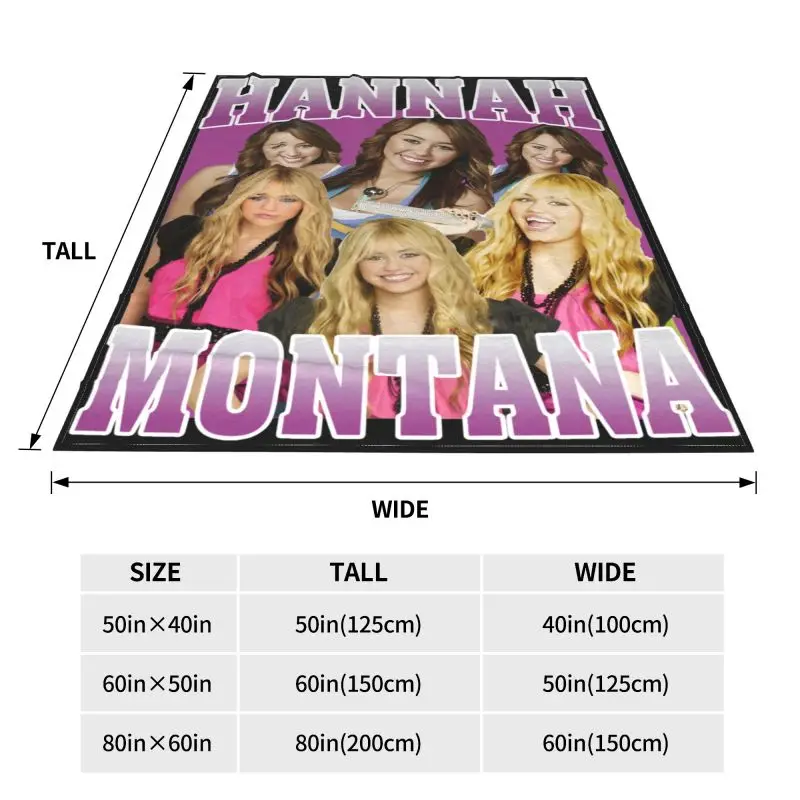 Hannah Montana Miley Cyrus Music Rap Hip-Hop Blanket Luxury Bedspread Breathable Couch Blanket Sofa Decorative