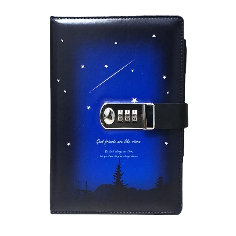 Novo Diário Retro Europeu com Bloqueio de Código Bloco Notepad Senha Livro Cute Grosso Revistas Notebooks Material Escolar