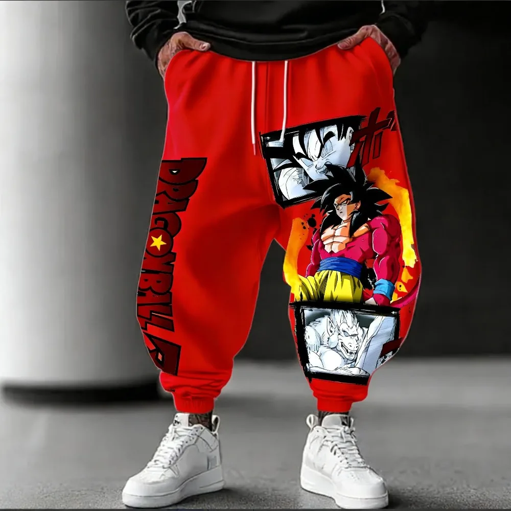 

Брюки унисекс из чистого хлопка Dragon Ball Super Saiyan 4, новинка лета 2026, свободные повседневные брюки в стиле Харадзюку с аниме-принтом в стиле хип-хоп