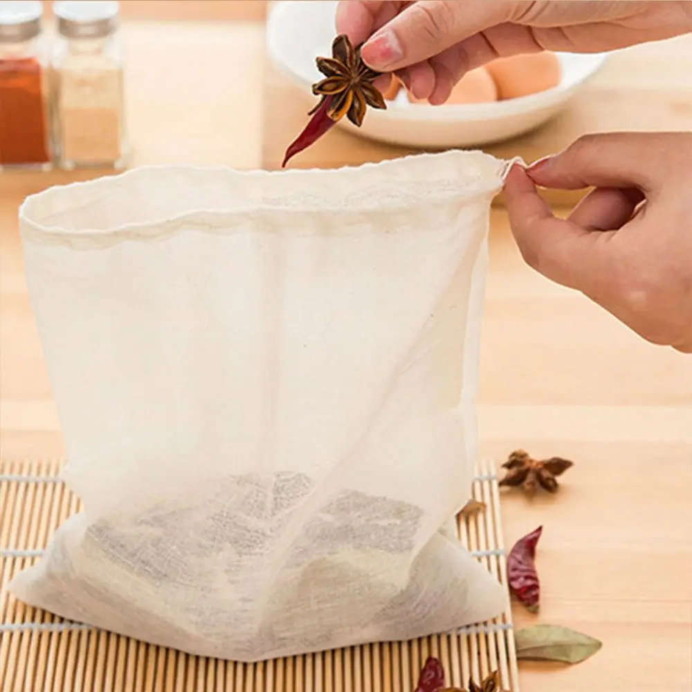 Reusable Cotton Food Filter Mesh Bag Nut Milk Bean Muslin Soup Tea Coffee Filter Supplies Food Colander Cooking Food Special