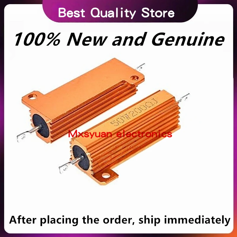 5PCS/LOT Golden aluminum metal casing RX24 50W 1R 2R 3R 4R 5R 6R 8R 10R 15R 20R 30R 47R 50R 100R 200R 300R High power resistor