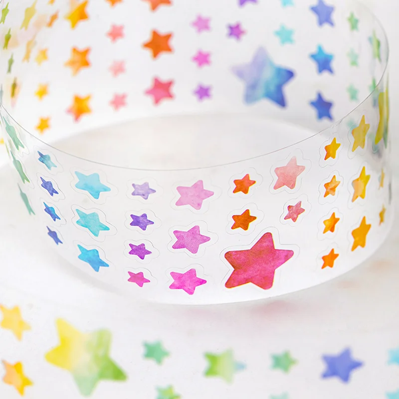 Mr.Paper Colorful Geometric Shape Masking Tape 1 roll Rectangular Triangle Star Multi Shape Tape Handbook Home Decoration Gifts