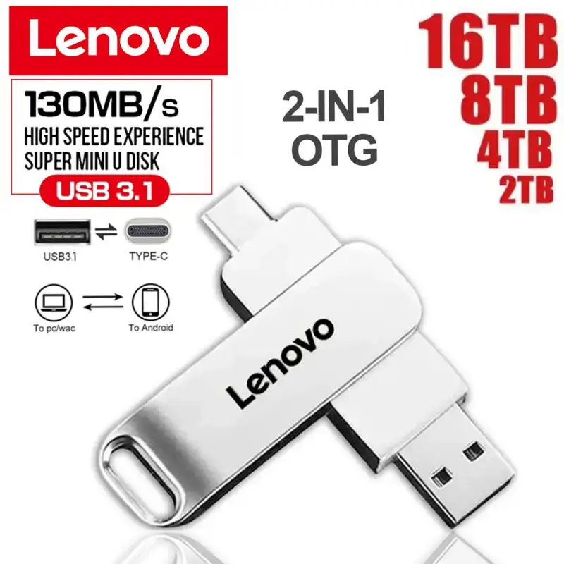 

Lenovo 16TB USB Flash Drives USB 3.0 Metal Pen Drive 8TB OTG High Speed Pendrive Portable Ssd 4tb 2TB Usb Memories For Laptop PC