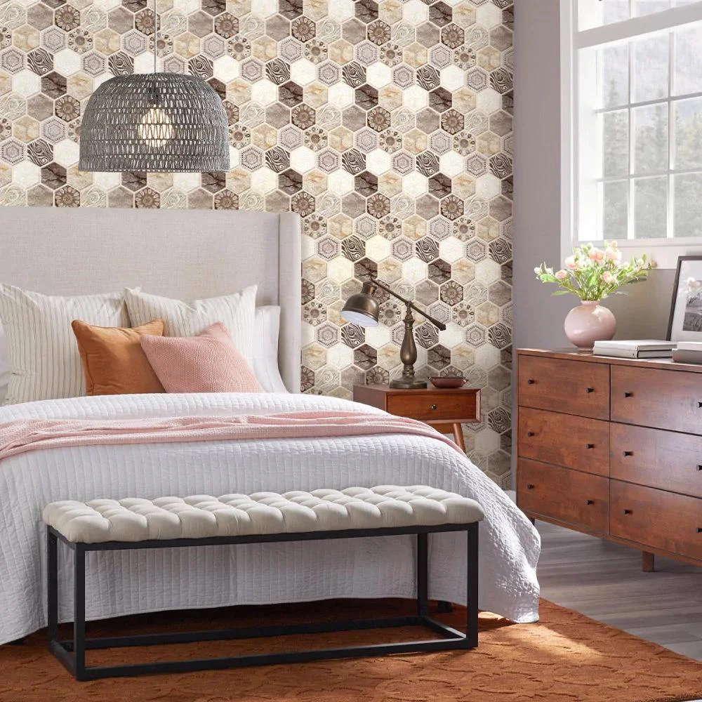 Imagem -02 - Tile Boho Auto-adesivo para Cozinha Painel de Parede Peel And Stick Adesivo Impermeável Mais Grosso Backsplash Hexagonal 3d 10 Pcs