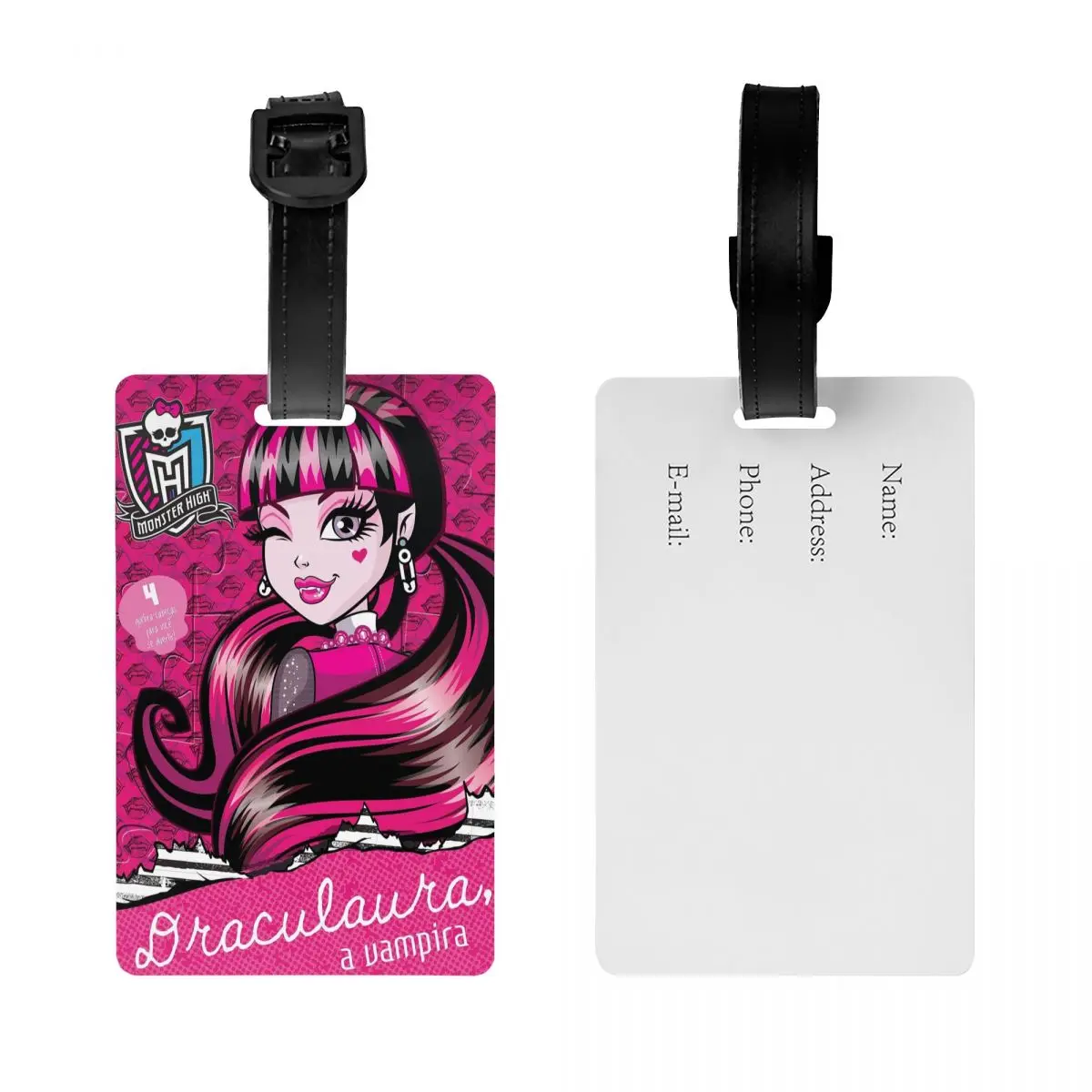 Custom Monsters Highs Anime Luggage Tags for Travel Suitcase Gothic Pink Dolls Privacy Cover Name ID Card