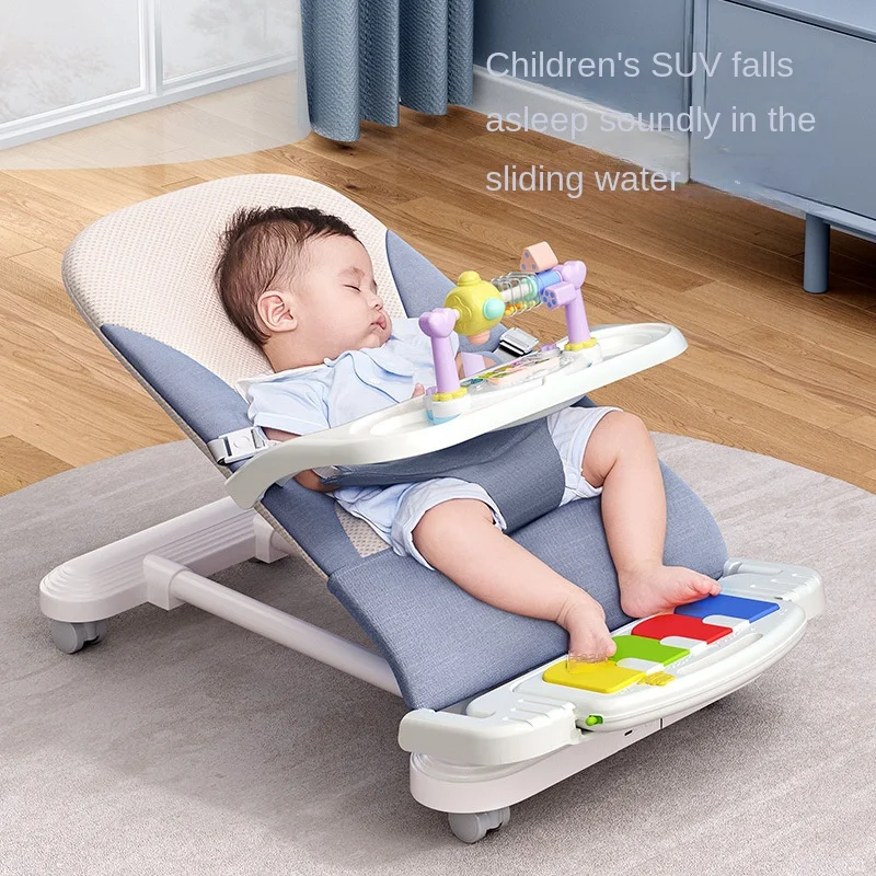 Baby Comfort Chair Multi-functional Baby Cradle Recliner Chair to Sleep&Play Rocking with Universal Wheels 1-3 Years