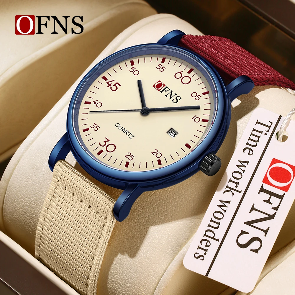 OFNS 1593 Student Watch Calendar 3ATM Waterproof, Lightweight, Retro, Color Contrasting, Lightweight, Durable, Large Numbers