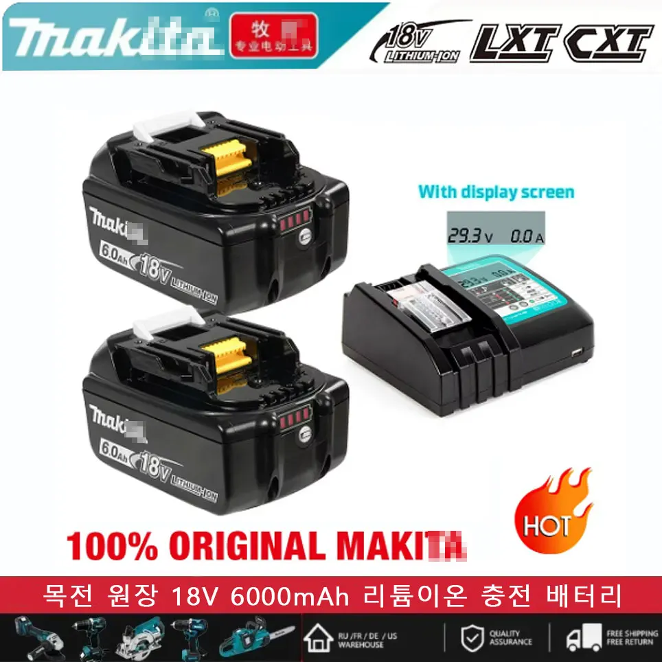 6.0Ah genuine Makita 18V battery rechargeable electric tool battery 18V Makita LED lithium ion replacement LXT BL1860B BL1860 BL1850