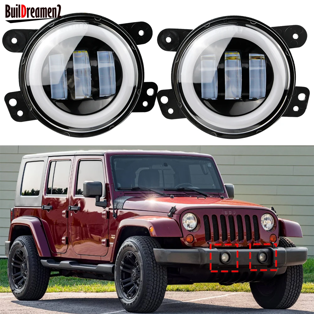 

2 шт. автомобильные светодиодные противотуманные фары с функцией дневных ходовых огней DRL для Jeep Wrangler (JK) 2007 2008 2009 2010 2011